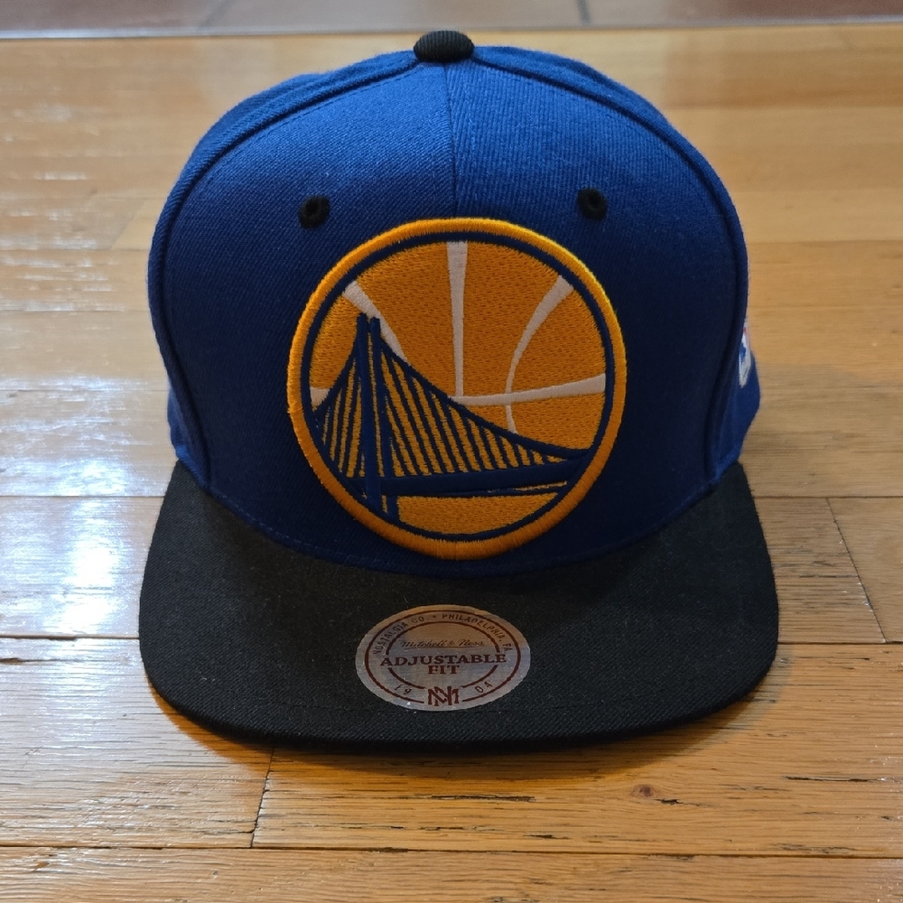 Golden State Warriors Hat Cap Snapback Black/Blue Basketball Mitchell & Ness